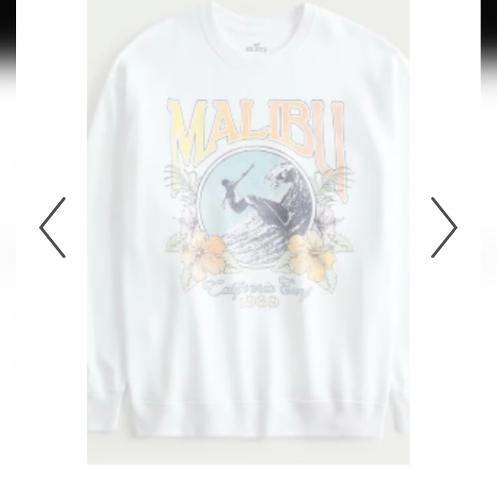 Hollister White Graphic Crewneck Sweater